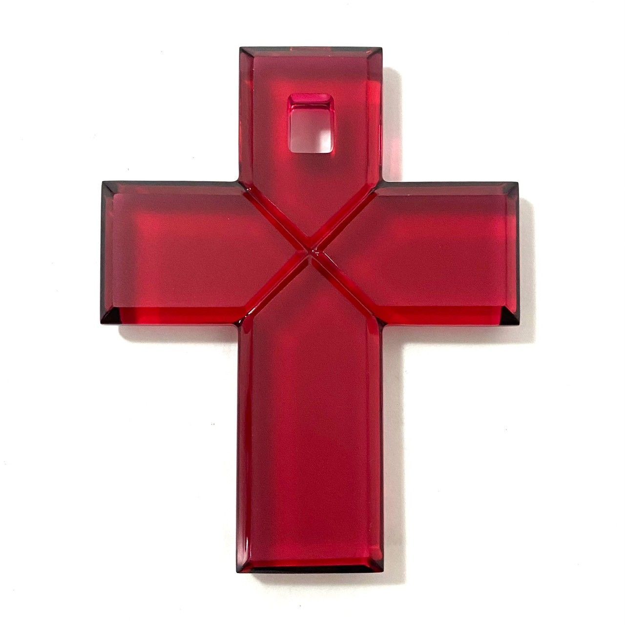 Baccarat】クロス クリスタル ペンダントトップ レッド/赤 ガラス