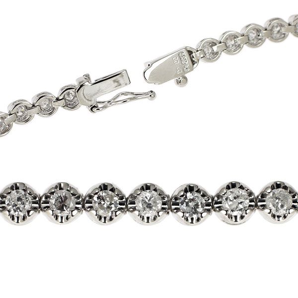 Pt 850 ダイヤモンド テニス ブレスレット 2.00 ct