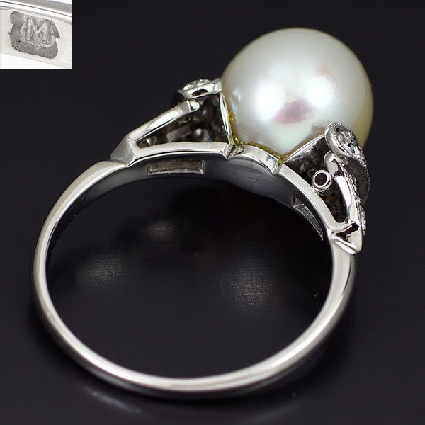 MIKIMOTO アコヤ真珠 ダイヤモンド リング ミキモト K18YG アコヤ真珠 ダイヤモンド リング 径約4.7-6.2mm