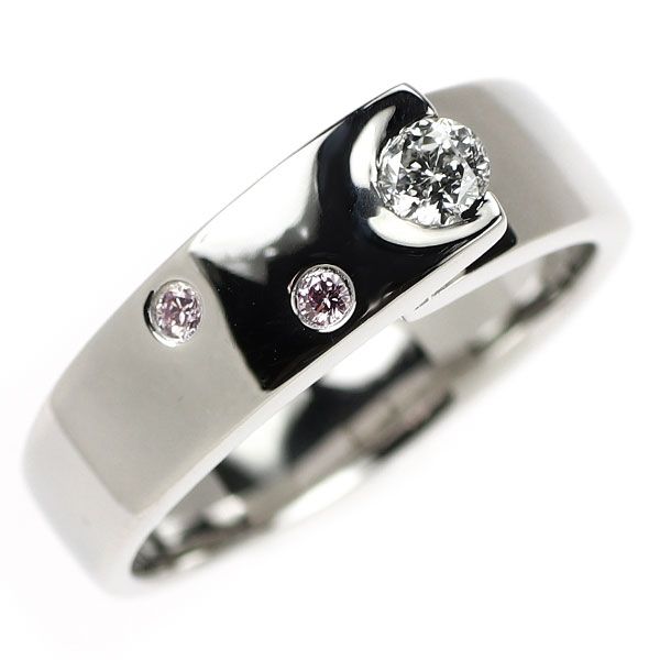 希少 Pt900 ダイヤモンド 天然ピンクダイヤ リング 0.130ct PD0.02ct