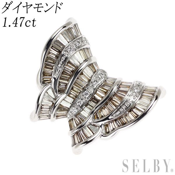 K18WG ダイヤモンド ペンダントトップ 1.47ct 蝶 - メルカリ