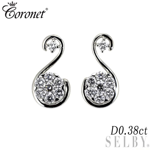 コロネット K18WG ダイヤモンド ピアス 0.38ct