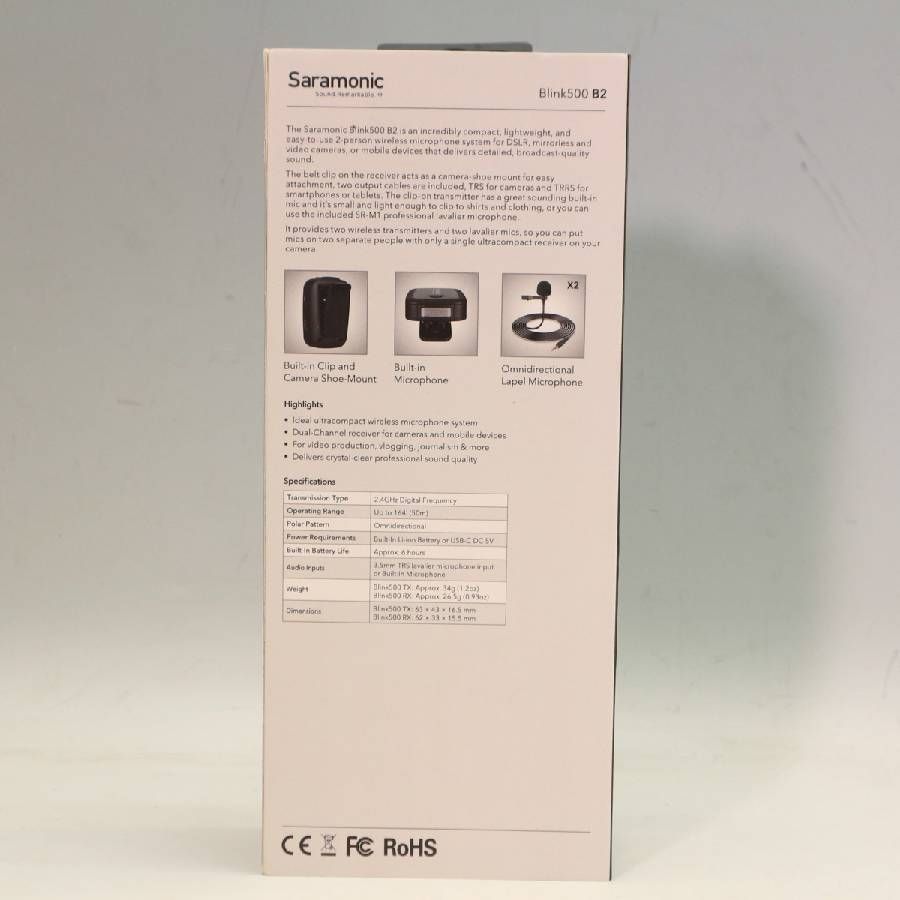  Saramonic サラモニック Blink 500 B 2 TX RX 4 GHz マイクロワイヤレスラベリアシステム 送信機 受信機 301 f 04 その他 マイク