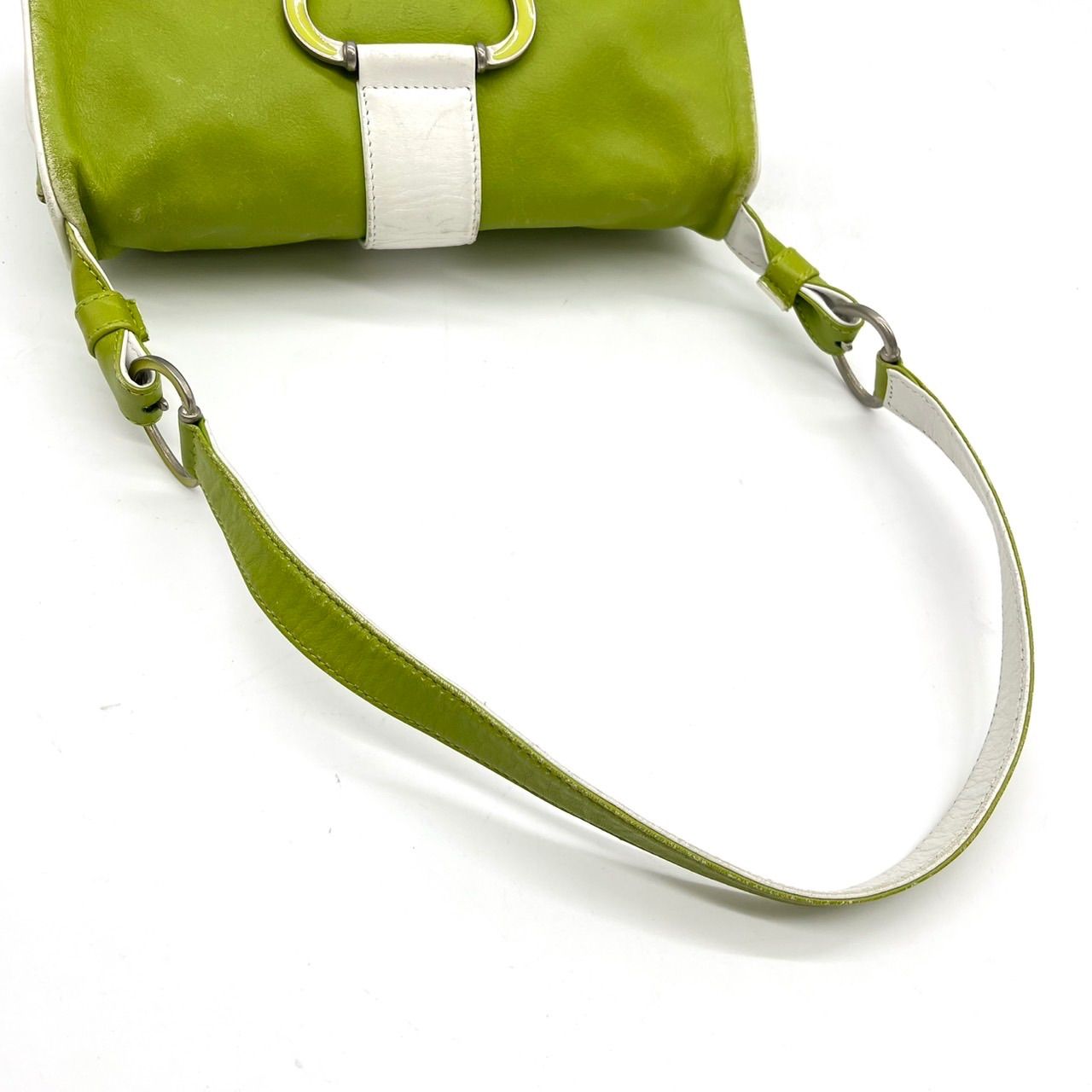 ✨良品✨ DOLCE&GABBANA Y2K green white leather bi-color shoulder