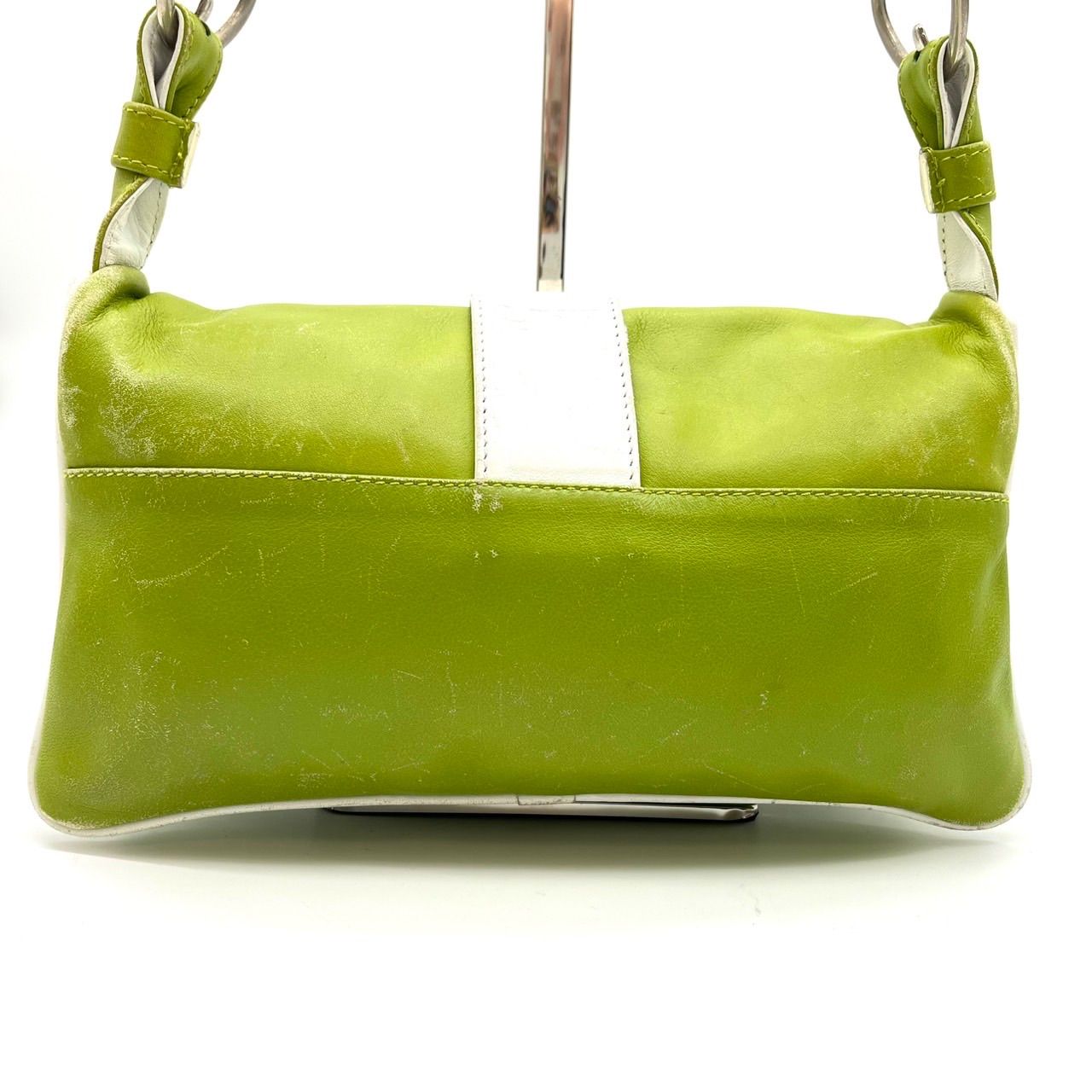 ドルチェ&ガッパーナ　ハンド　バッグ　ひまわり　y2k ✨良品✨ DOLCE&GABBANA Y2K green white leather bi-color shoulder