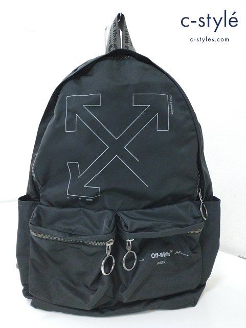 A495 人気 OFF-WHITE オフホワイト バックパック ブラック OMNB003E19E48003 リュック UNFINISHED ARROW K