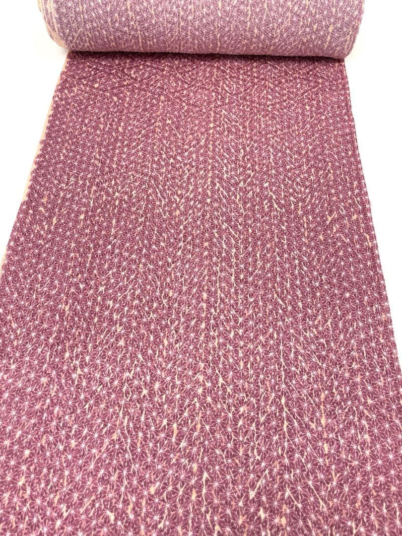  絞り小紋 きぬたや 藤娘 杢目絞り 麻の葉模様 正絹 反物 T 9085 小紋 着物反物