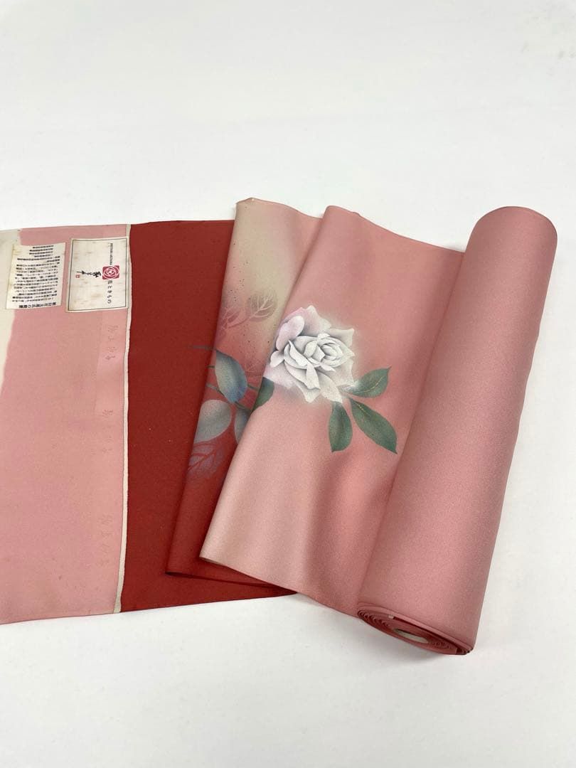  付け下げ 秋山庄太郎 金彩 薔薇 正絹 反物 T 9089 訪問着 付け下げ 着物反物