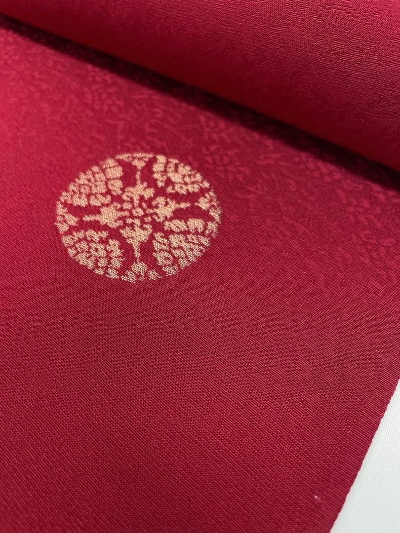 小紋 金縫取り 紋意匠 朱・緋色 正絹 反物 T9097 - メルカリ