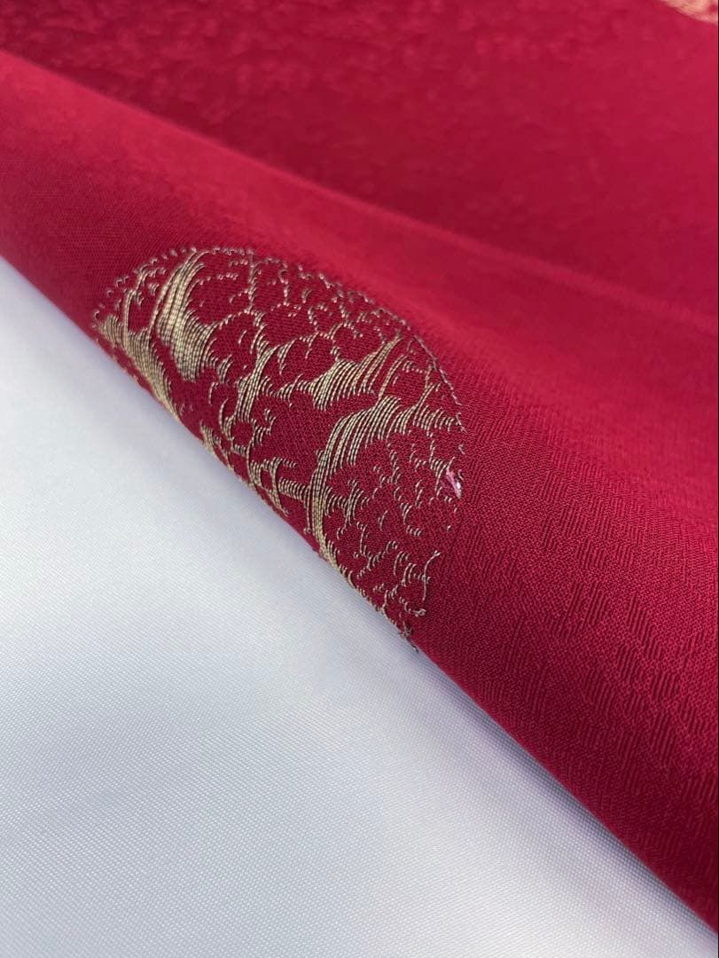 小紋 金縫取り 紋意匠 朱・緋色 正絹 反物 T9097 - メルカリ