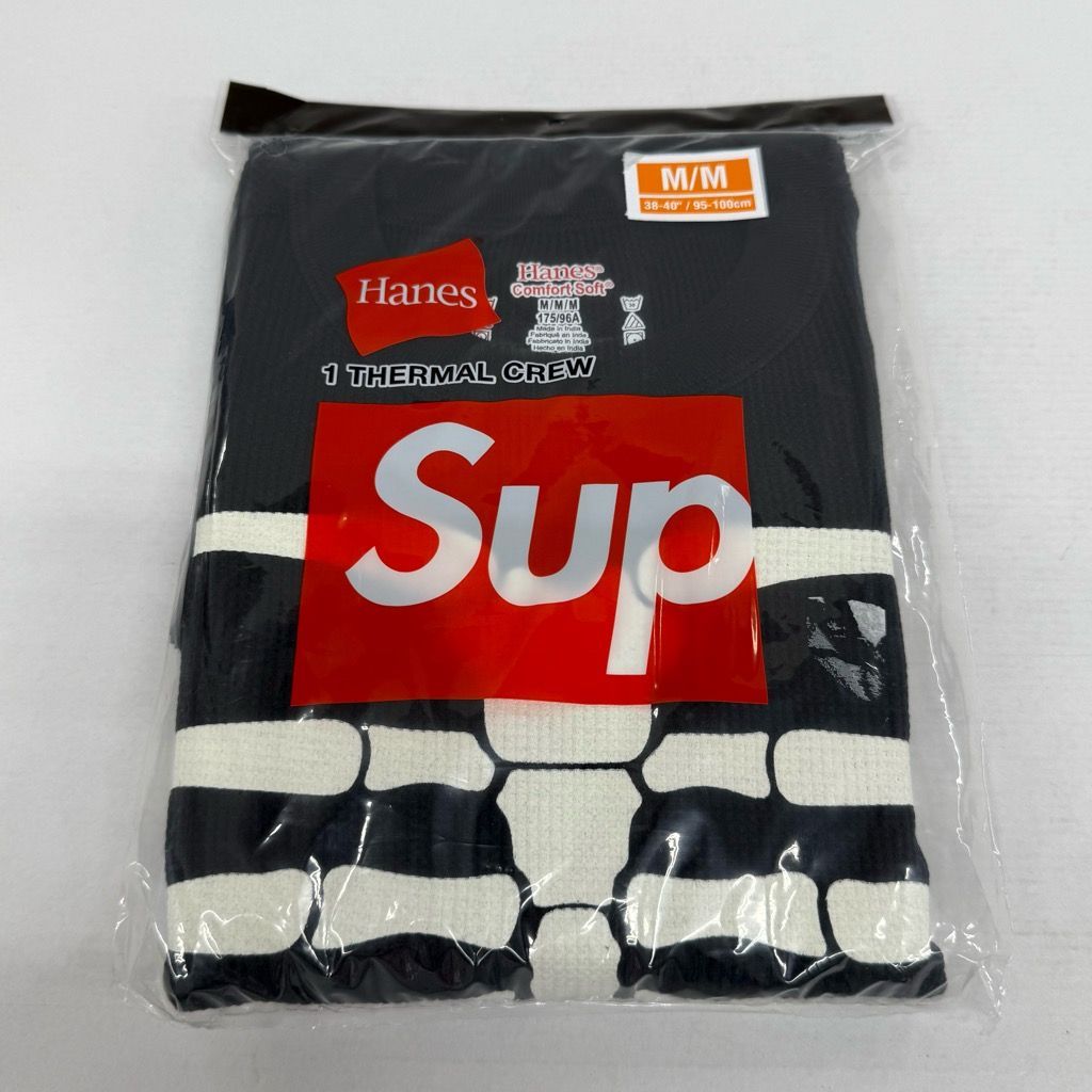 Supreme Hanes Bones Thermal Crew 1 Pack Black Mサイズ シュプリーム ヘインズ ボーンサーマルクルー メンズ トップス ストリート系 黒系 V 1837-001 214