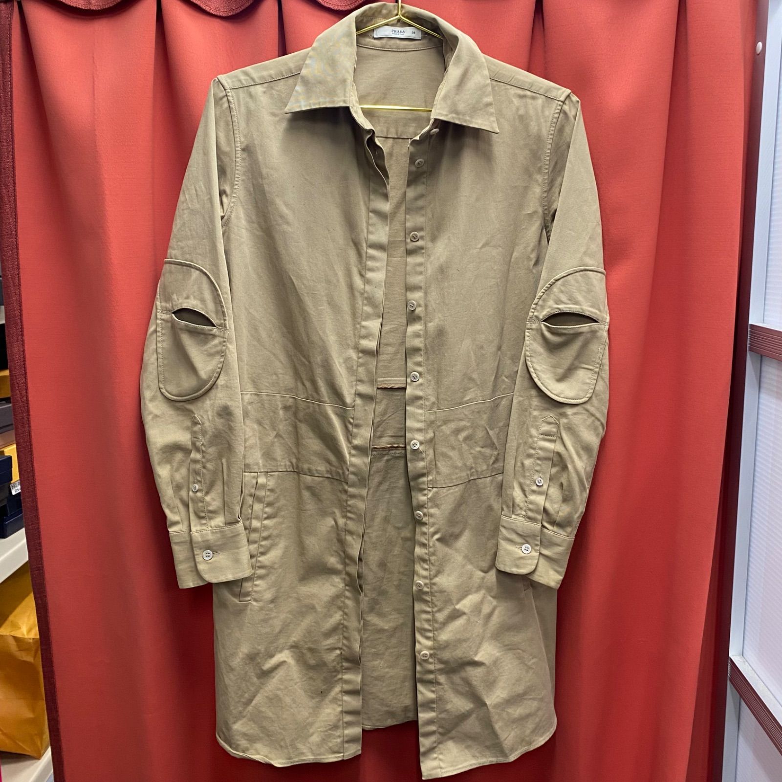 PRADA スプリングコート PRADA プラダ ステンカラーコート スプリングコート シャツ ジャケット