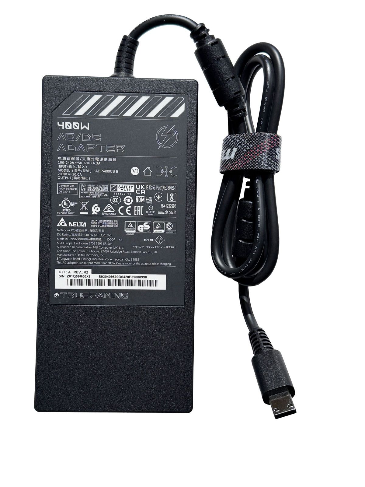 MSI 400 W ACアダプター ADP CB B 長方形コネクター対応 Titan 18 HX CreatorPro X GT 77 Raider GE 78 HX対応