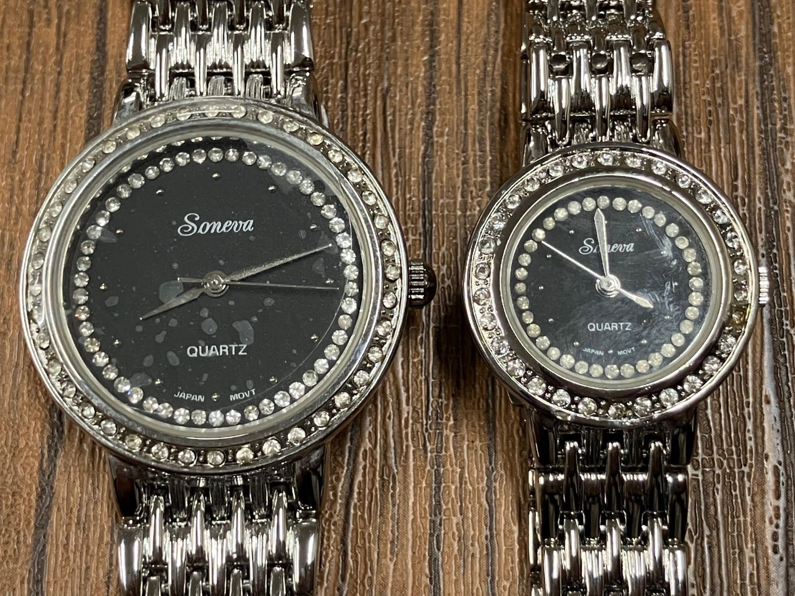 T182 SONEVA ソネヴァ クリスタル 時計 男女ペア JAPAN QUARTZ 腕時計