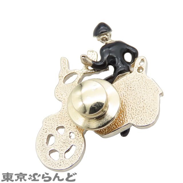 シャネル CHANEL ブローチ ブラックxホワイトxゴールド メタル ココマーク バイク モチーフ 10 P レディース