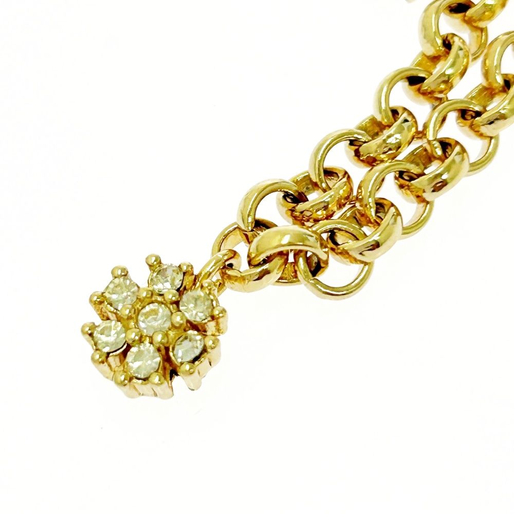 Christian Dior クリスチャンディオール GP ラインストーン フラワー 5 P ブレスレット ゴールド 496314