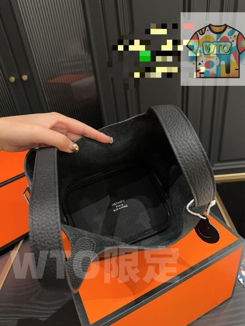  ブラック レディース ハンドバッグ ピコタン18 cm シルバー金具-WTO輸入-IMN 72 ハンドバッグ バッグ