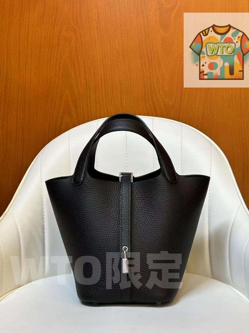 エルメス ピコタン ロック PM 黒×シルバー金具 ハンドバッグ ---WTO輸入-LRK 14