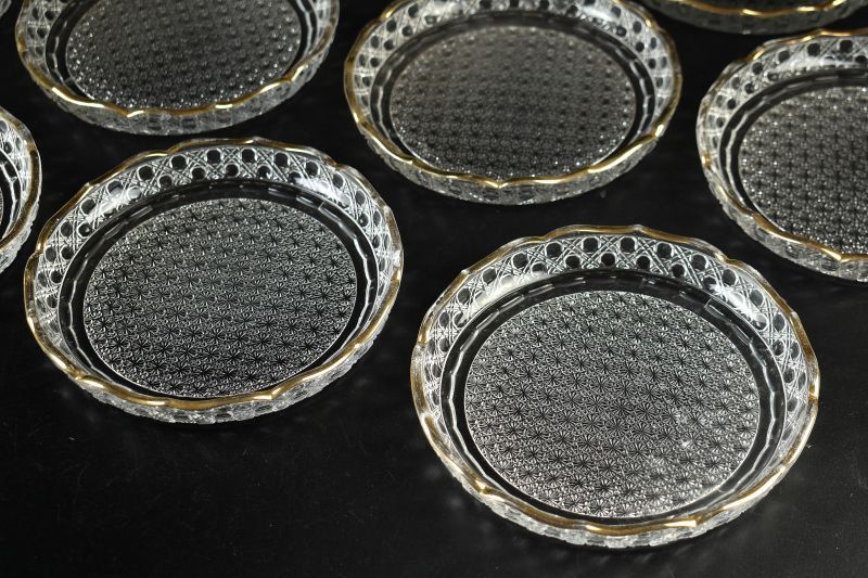 蔵A 5685 a 硝子 ガラス 金縁 中皿 十客