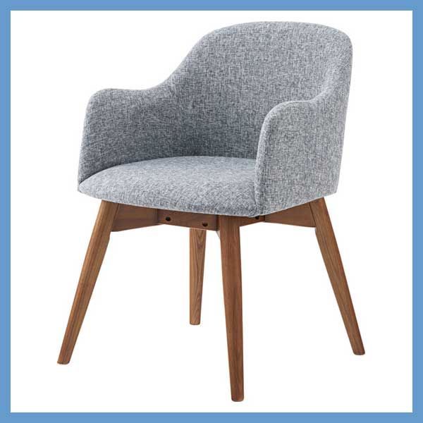 天然木 アッシュ のダイニングチェア 背もたれ 肘掛け一体型 W 50×D 55×H 73×SH 43 cm ファブリック座面 ブラウン脚 No.010 グレー