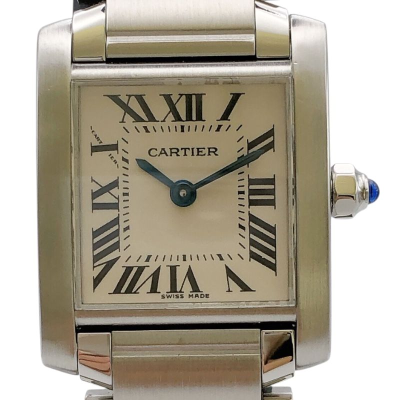カルティエ Cartier タンクフランセーズ SM W51008Q3 アイボリー SS レディース 腕時計