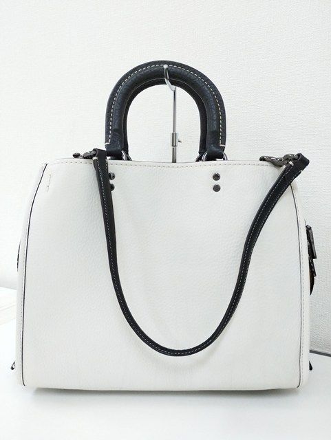 G475 人気 COACH コーチ ショルダーバッグ アイボリー系 2way レザー レディース G