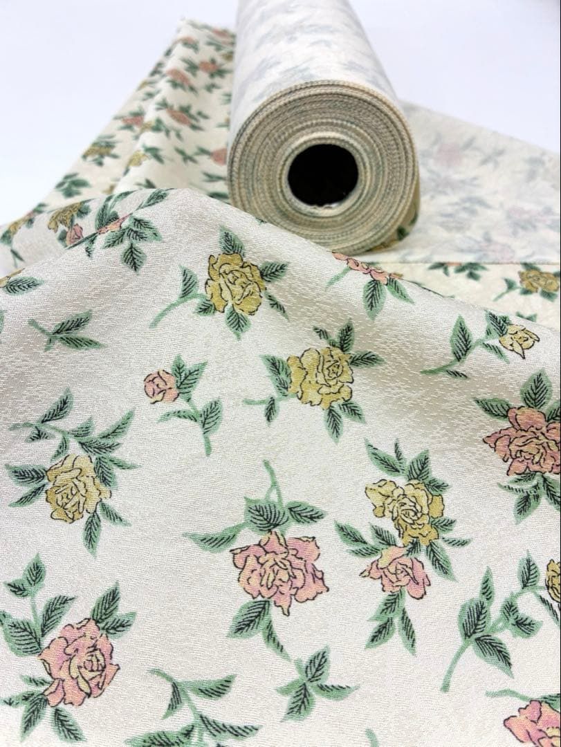 小紋 全体柄 薔薇 紋意匠 反物 正絹 O 100