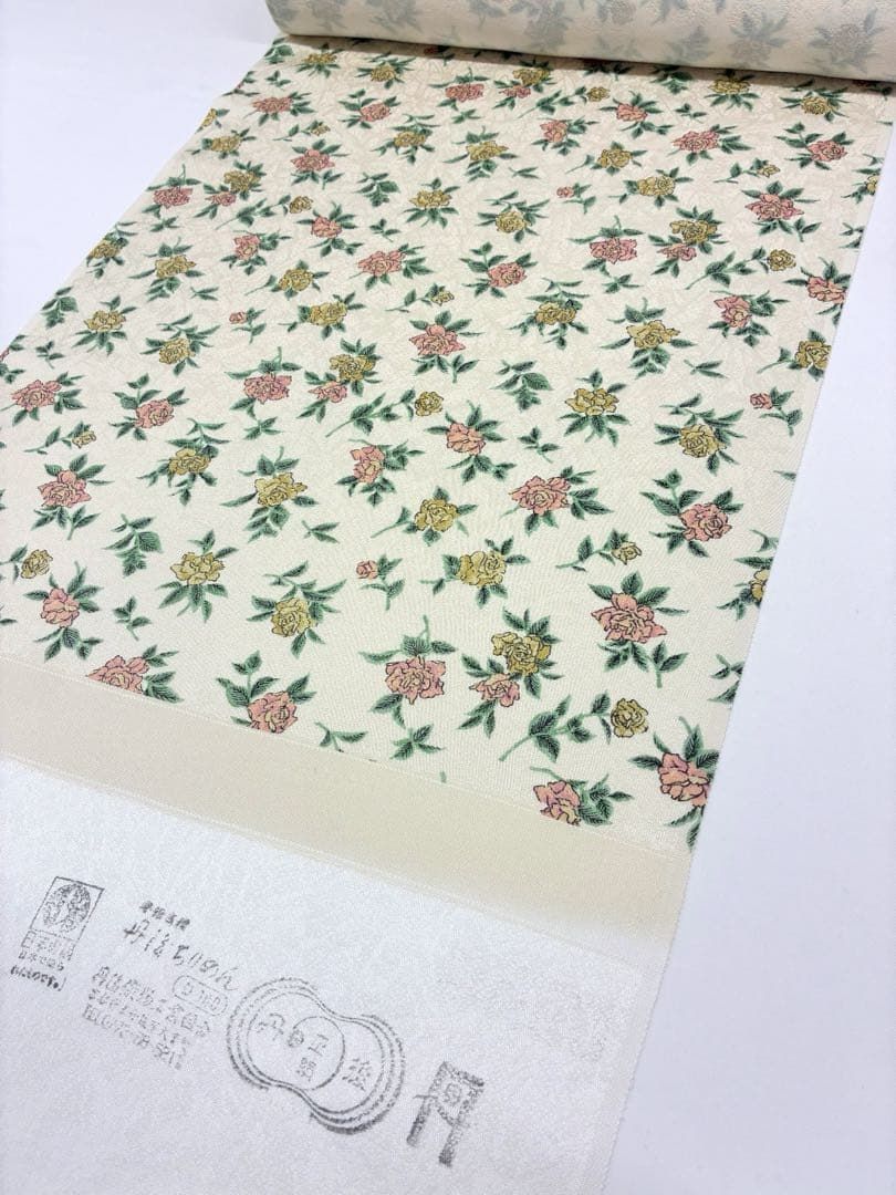 小紋 全体柄 薔薇 紋意匠 反物 正絹 O 100