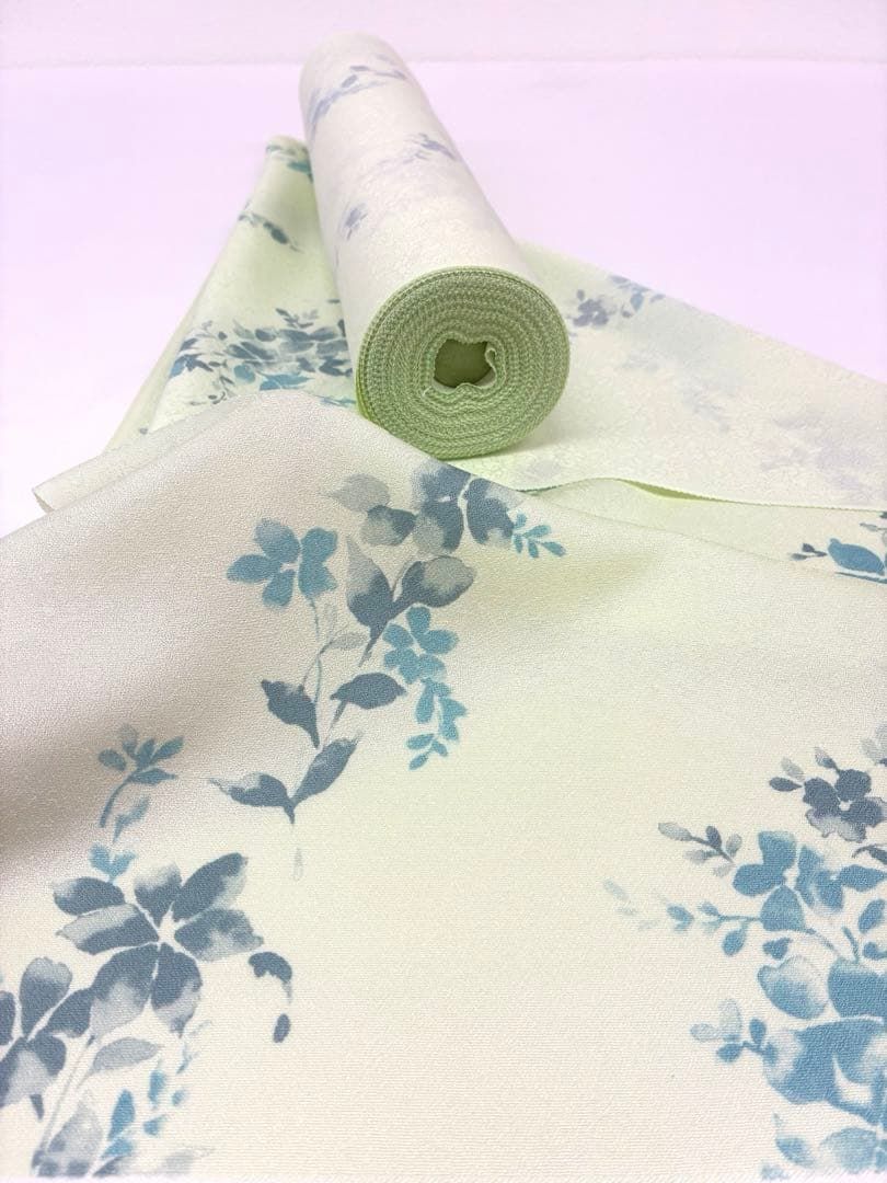 小紋 紋意匠 丹後ちりめん 草花 反物 正絹 O 096