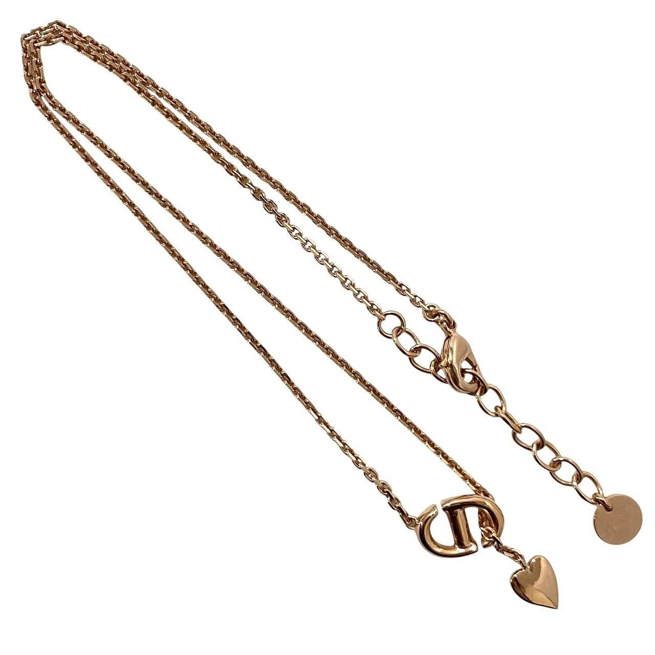 Dior】ラリアット ハート ネックレス ピンクゴールド/金カラー CDロゴ
