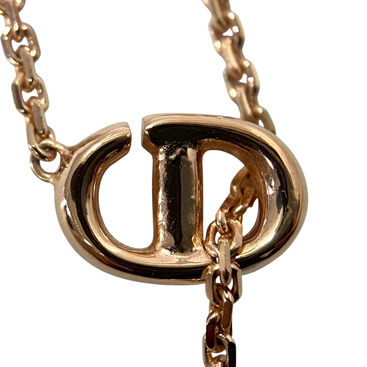 Dior】ラリアット ハート ネックレス ピンクゴールド/金カラー CDロゴ