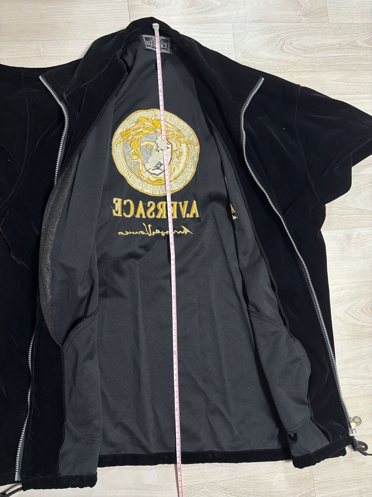 激レア A. VERSACE ヴェルサーチ セットアップ ブラックM ベロア 激