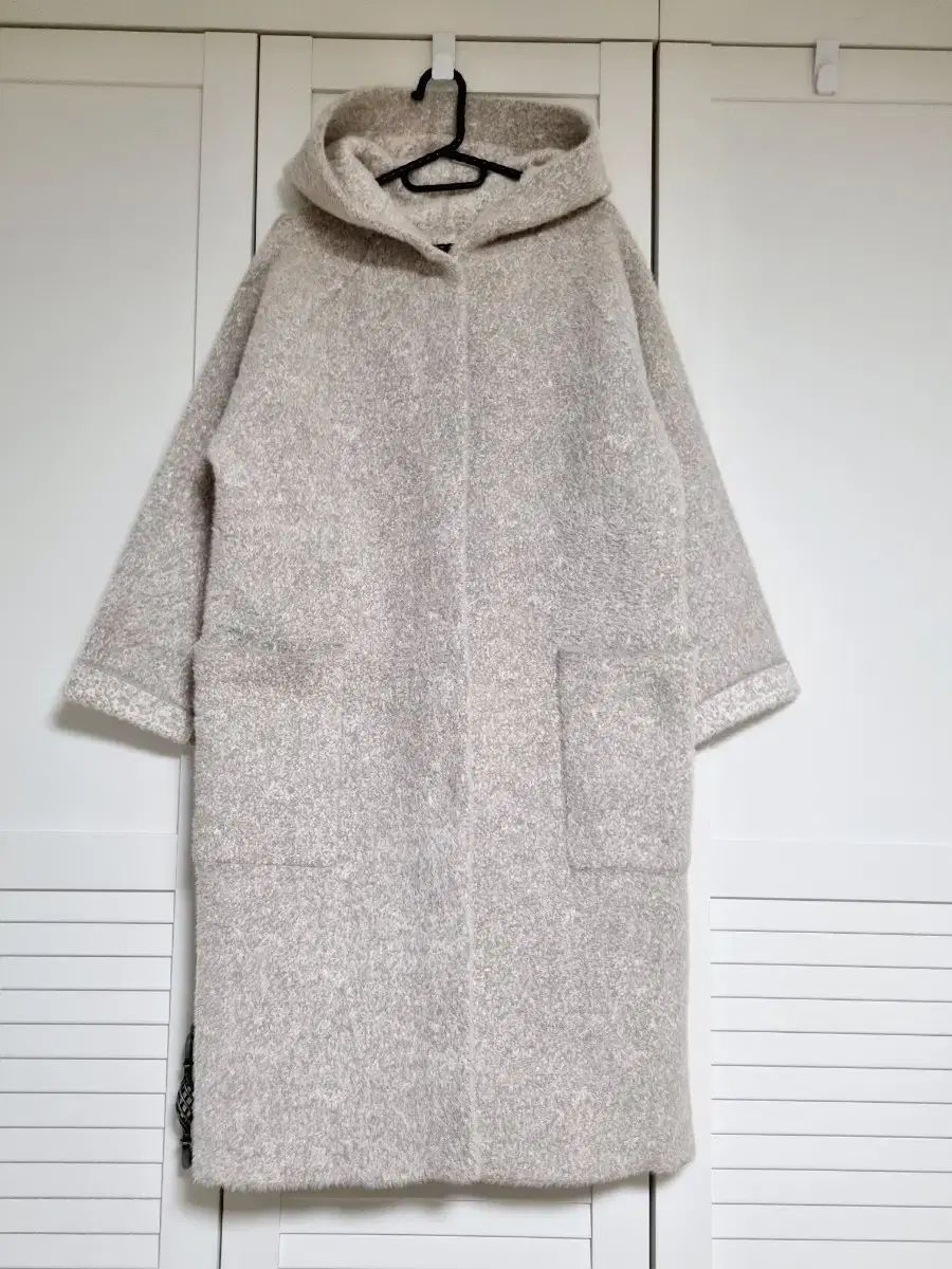 モヘア フード ロングニットコート フリーサイズ