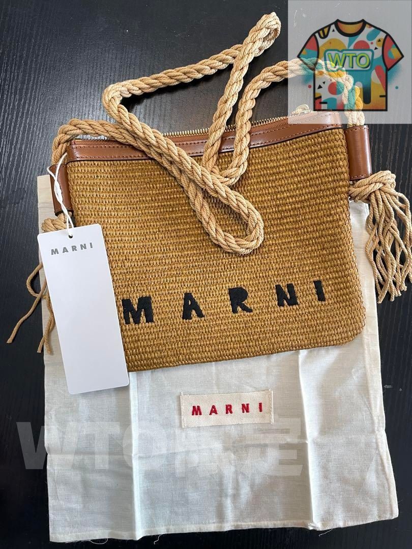 MARNI マルニ ショルダーバッグ コットン ナイロン ロゴ 刺繍 鞄 WTO輸入2