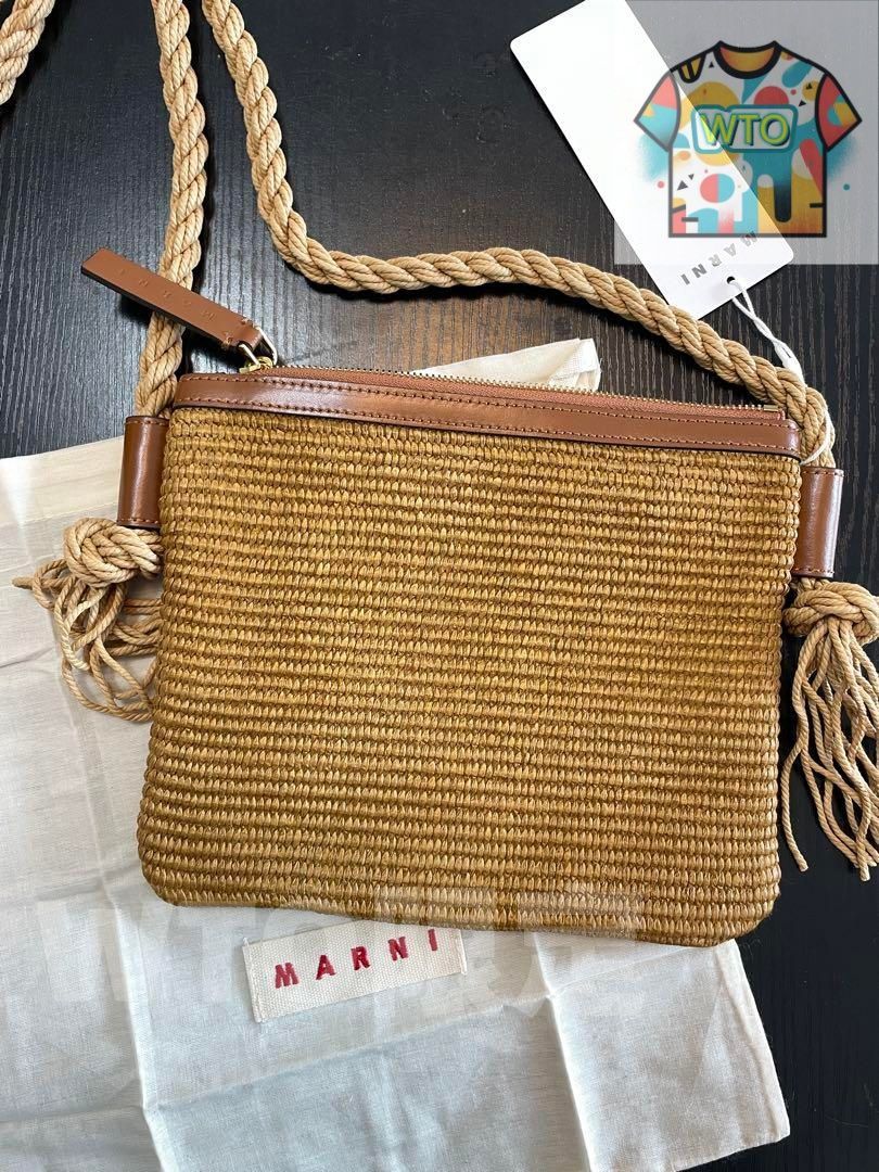 MARNI マルニ ショルダーバッグ コットン×ナイロン ロゴ 刺繍 鞄-WTO輸入2