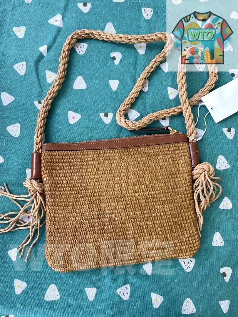 ラフィアロゴ刺繍ロープチェーンショルダーバッグ