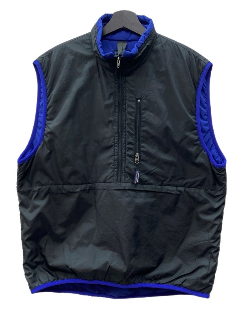 パタゴニア Patagonia PUFFBALL VEST パフボール ベスト ハーフジップ アウトドア 青 黒 ベスト ロゴ ブラック Sサイズ 104MT-2198