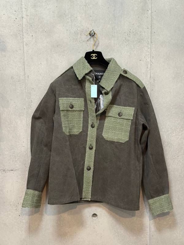 CHANEL シャネル デニム×ツイード ジャケット カーキグリーン P55523V39990