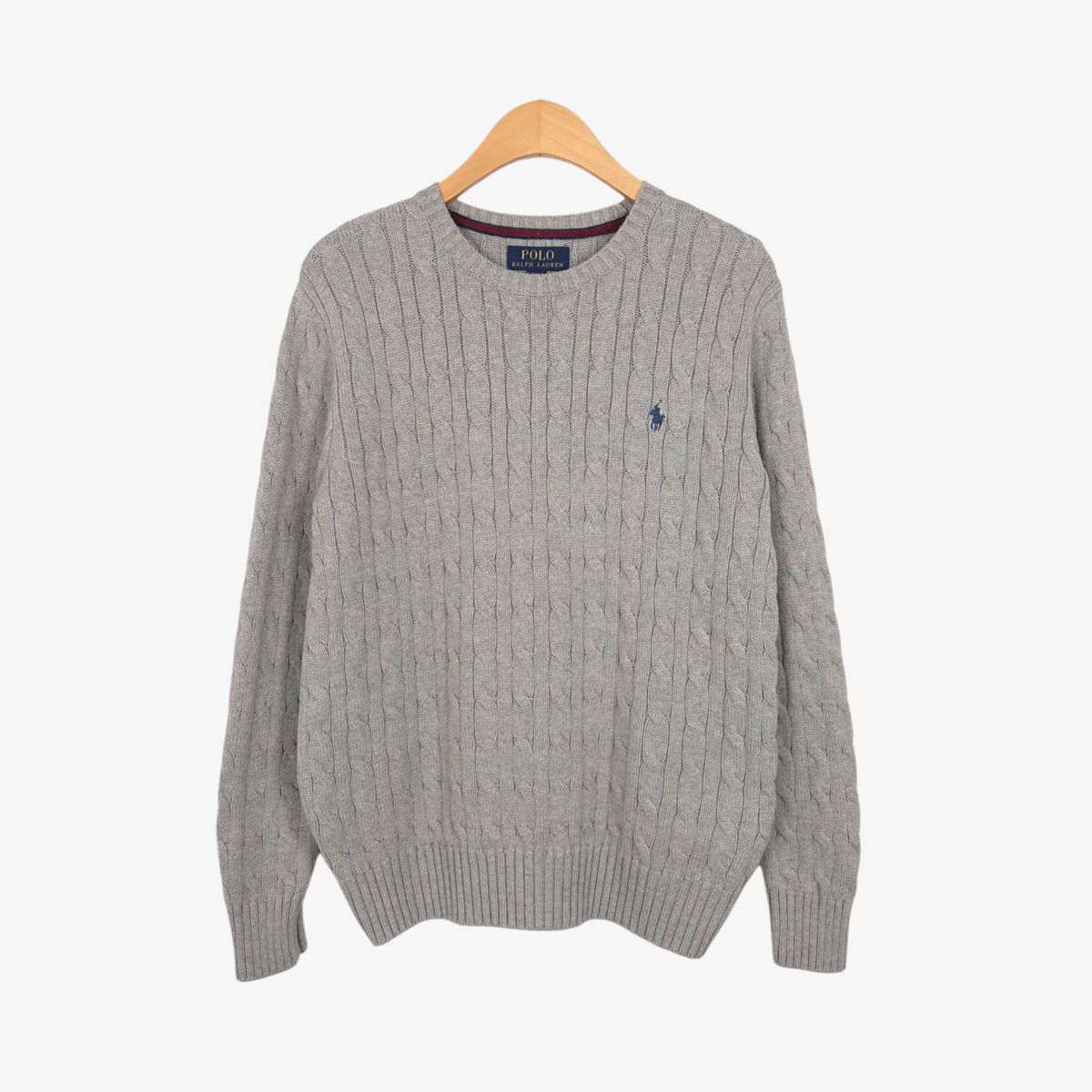 90 ポロ ラルフローレン グレー ケーブル コットン ニット