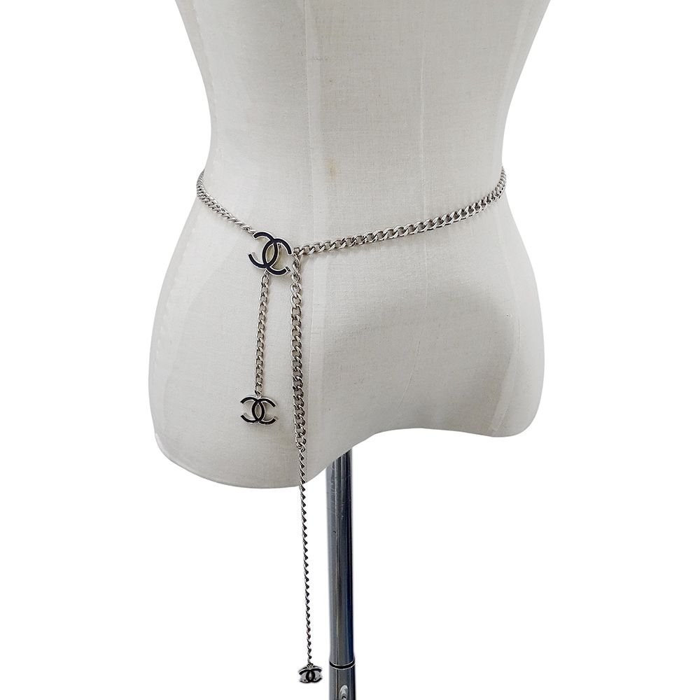 シャネル CHANEL ベルト レディース ブランド シルバー ブラック