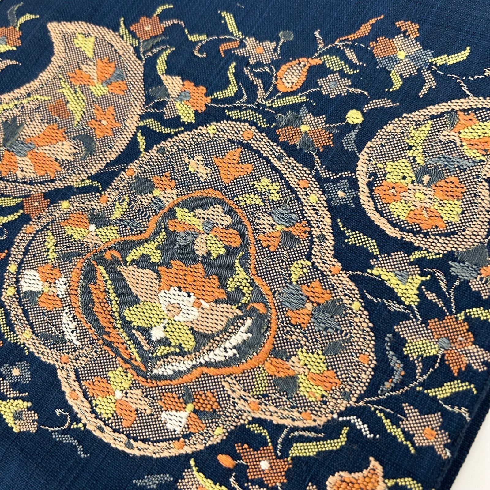 名古屋帯 正絹 紬 藍染め 織柄の素敵なデザイン 八寸 MA-968 - メルカリ