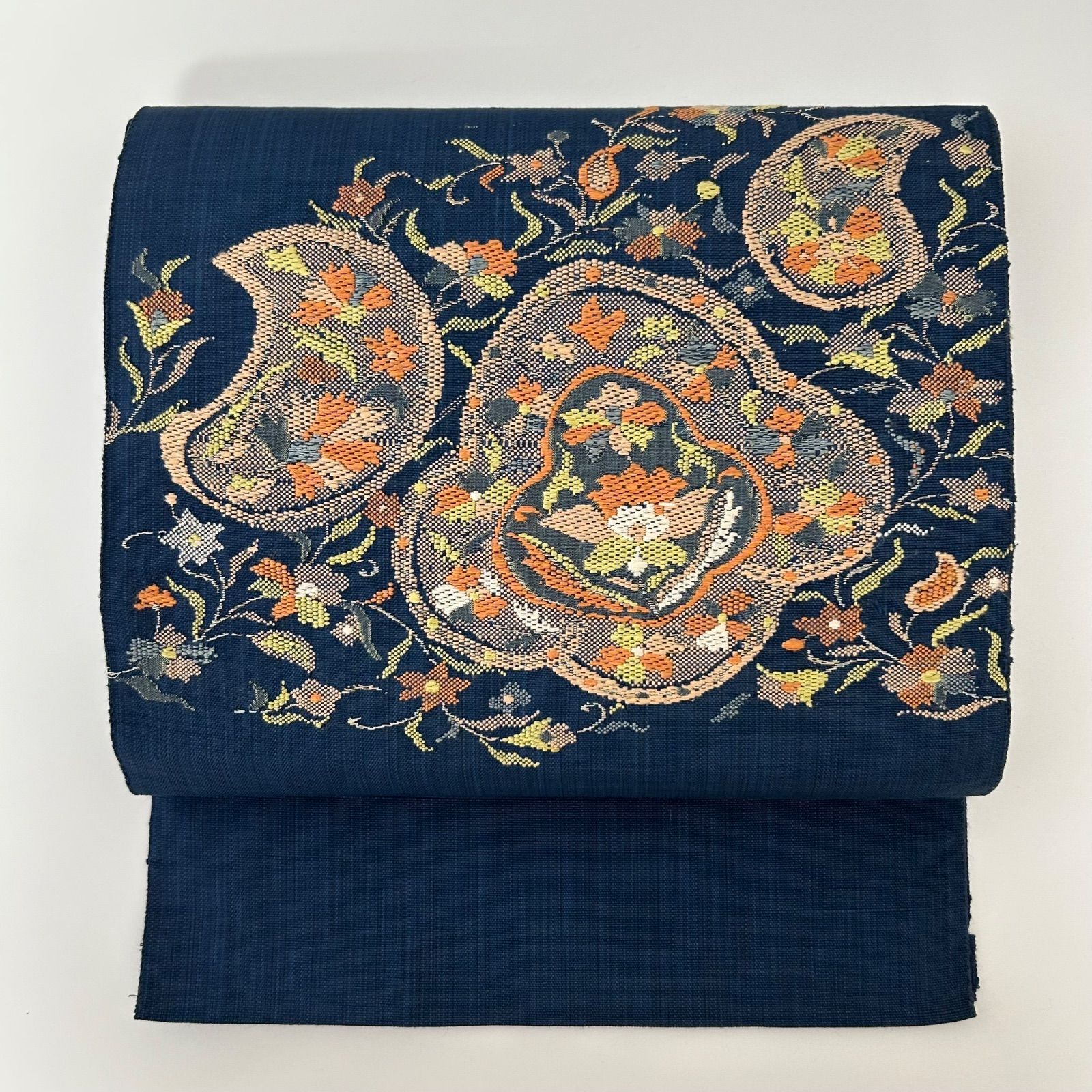 名古屋帯 正絹 紬 藍染め 織柄の素敵なデザイン 八寸 MA-968 - メルカリ