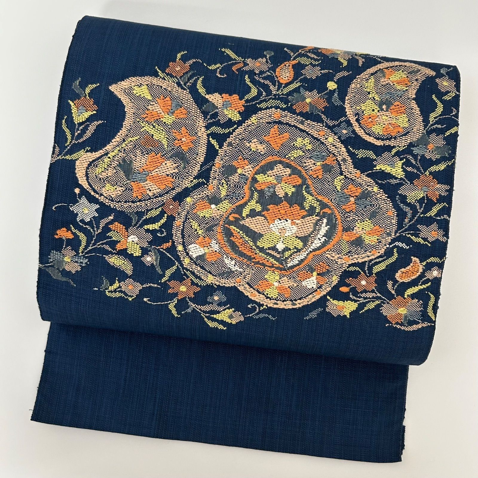 名古屋帯 正絹 紬 藍染め 織柄の素敵なデザイン 八寸 MA-968 - メルカリ