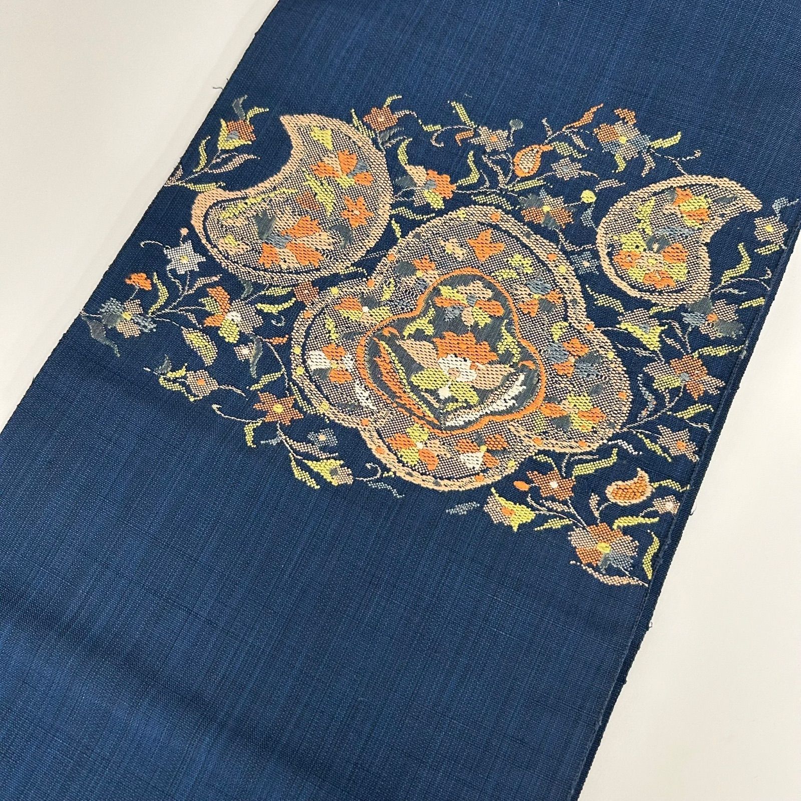 名古屋帯 正絹 紬 藍染め 織柄の素敵なデザイン 八寸 MA-968 - メルカリ