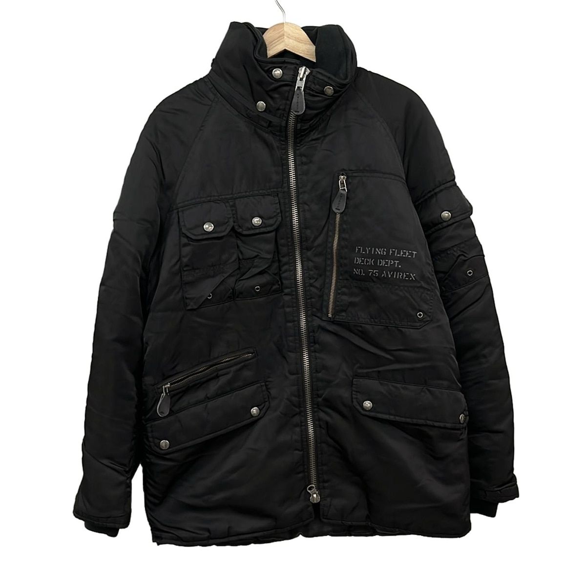 AVIREX アビレックス コート サイズL メンズ - 黒 長袖 ジップアップ 中綿 冬