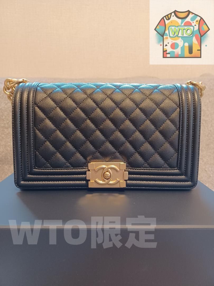 CHANELボーイシャネル キャビアスキン 黒 ショルダーバッグ-WTO輸入-DMR 28