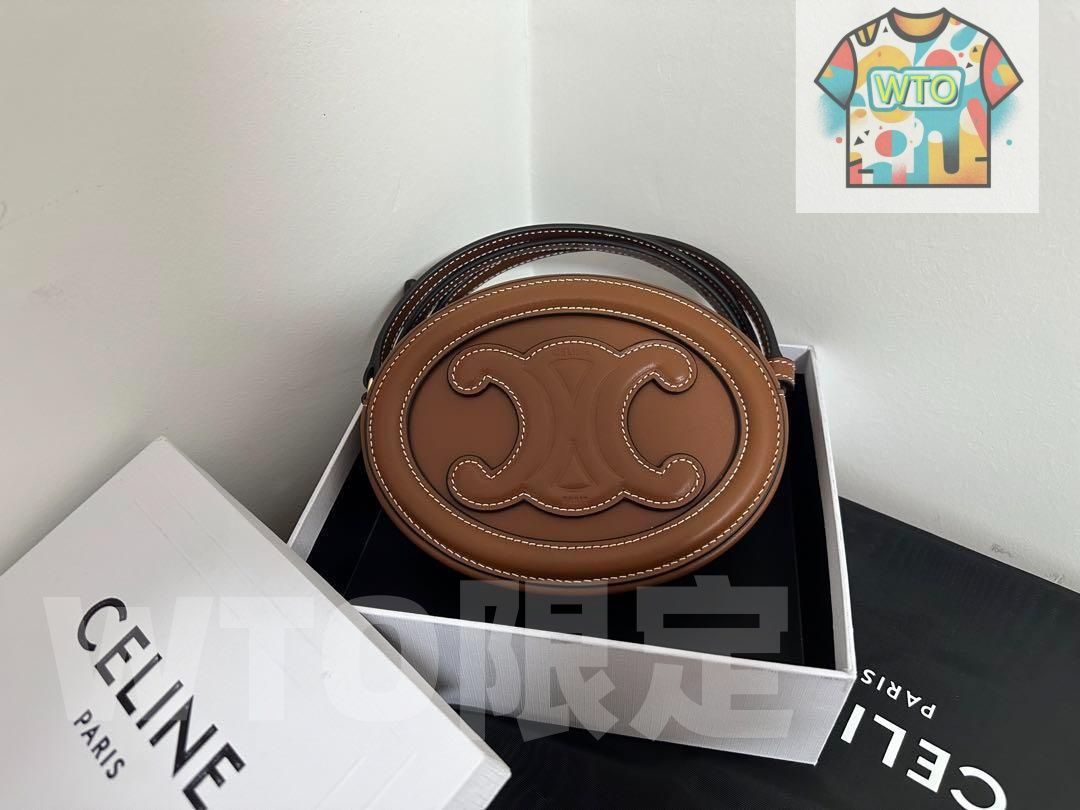 CELINE ミニトリオンフ シャイニーカーフスキン ショルダーバッグ-WTO輸入-TDB 76