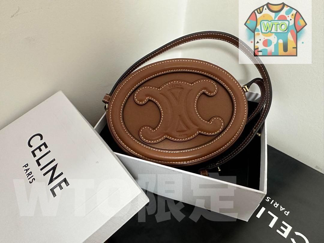 CELINE ミニトリオンフ シャイニーカーフスキン ショルダーバッグ-WTO輸入-TDB 76