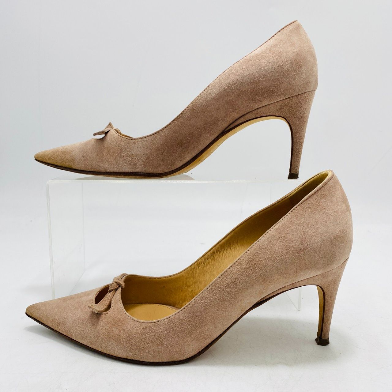✨極美品✨セルジオロッシ ポインテッドトゥ パンプス スウェード ゴールド sergio rossi セルジオロッシ パンプス ポインテッドトゥ リボン