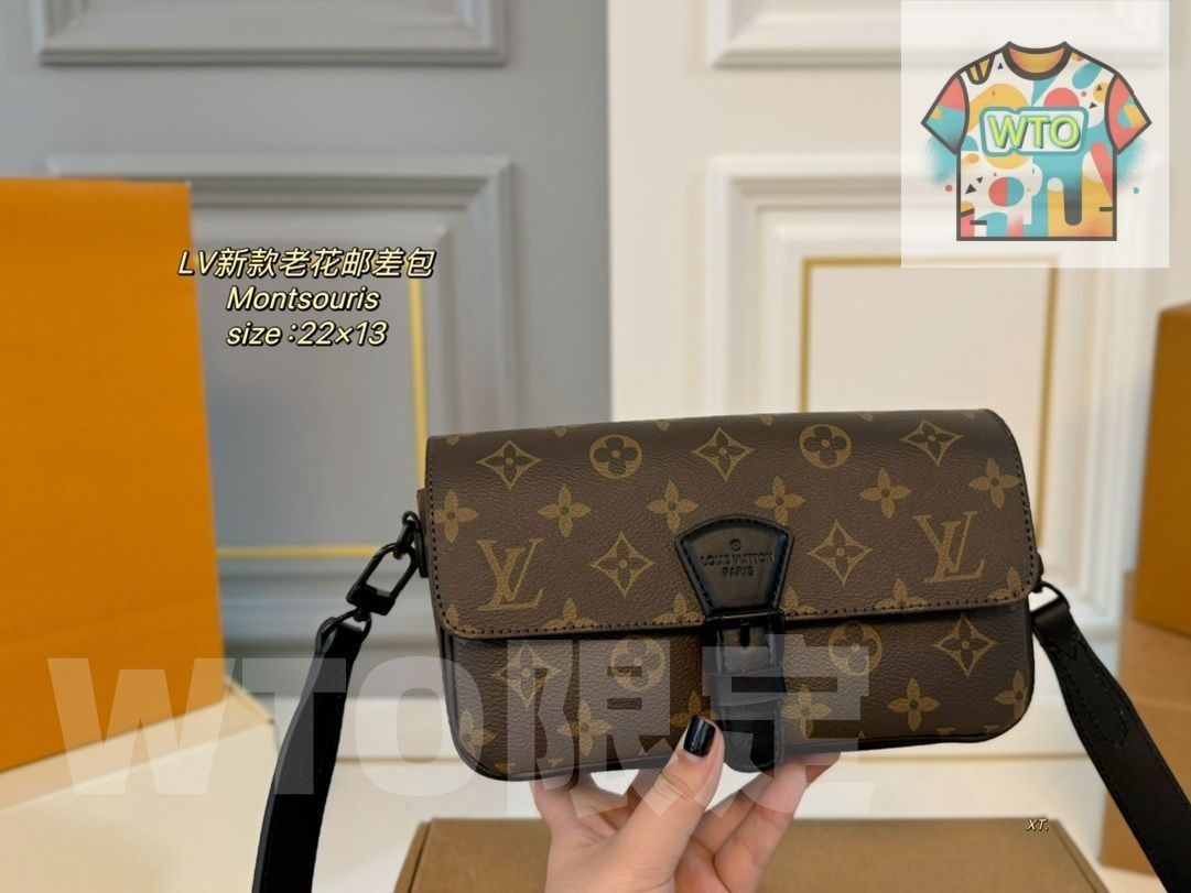 LVルイヴィトンの新型Montsouris郵便配達バッグ ハンドバッグ リュックサック 小銭入れ 手首バッグ 財布 ショルダーバッグ -WTO輸入-QAW08